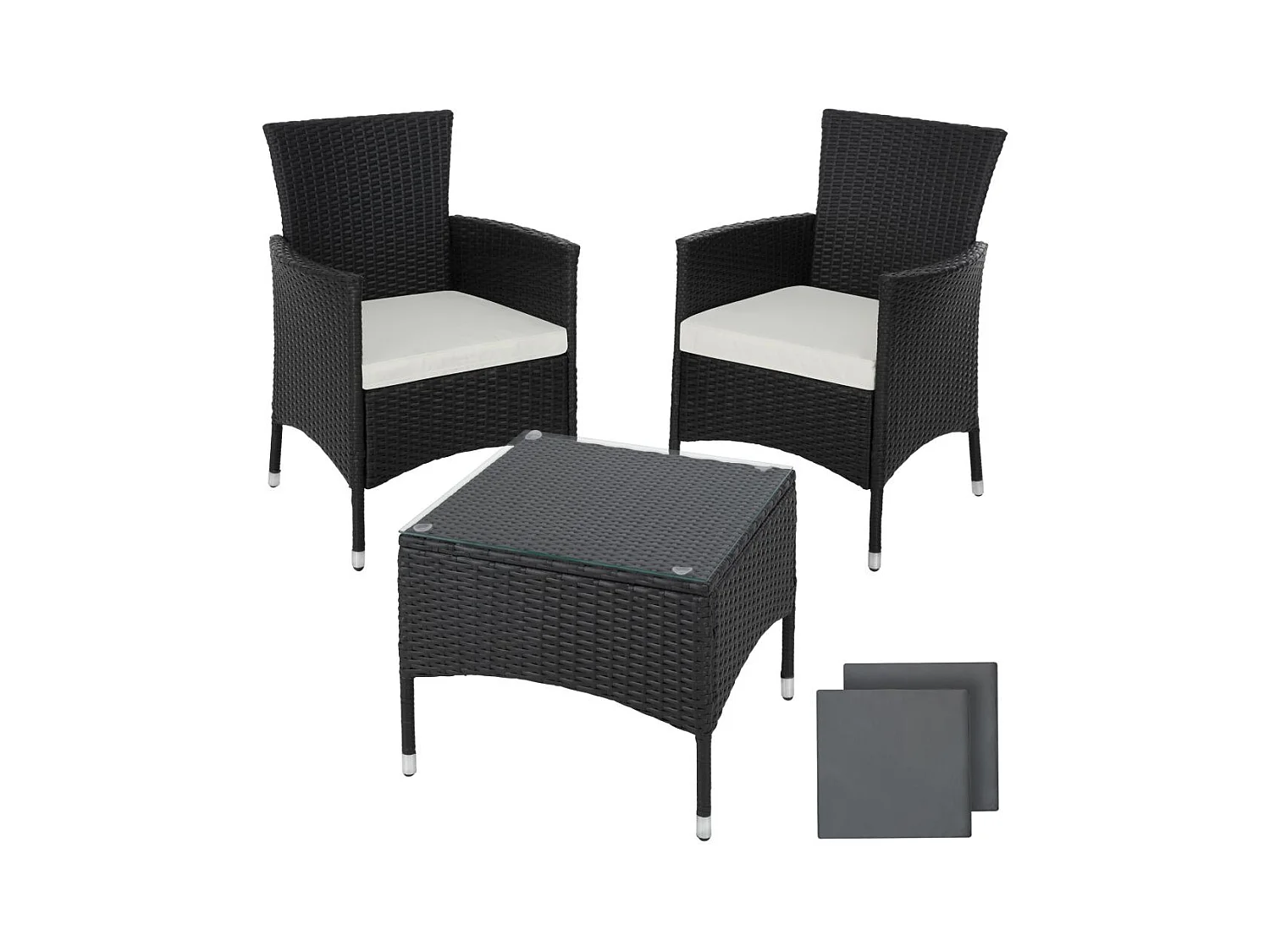 Móveis de jardim de vime de resina sintética de 2 lugares com 2 conjuntos de capas pretas 2108068