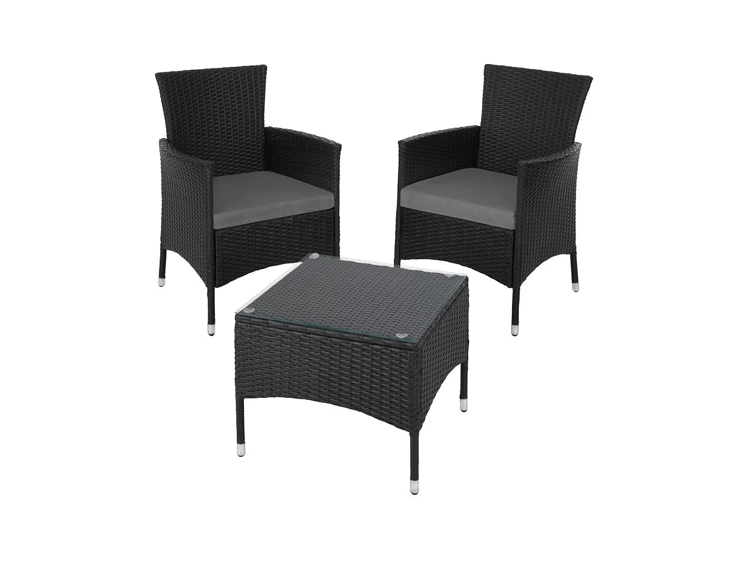 Móveis de jardim de vime de resina sintética de 2 lugares com 2 conjuntos de capas pretas 2108068