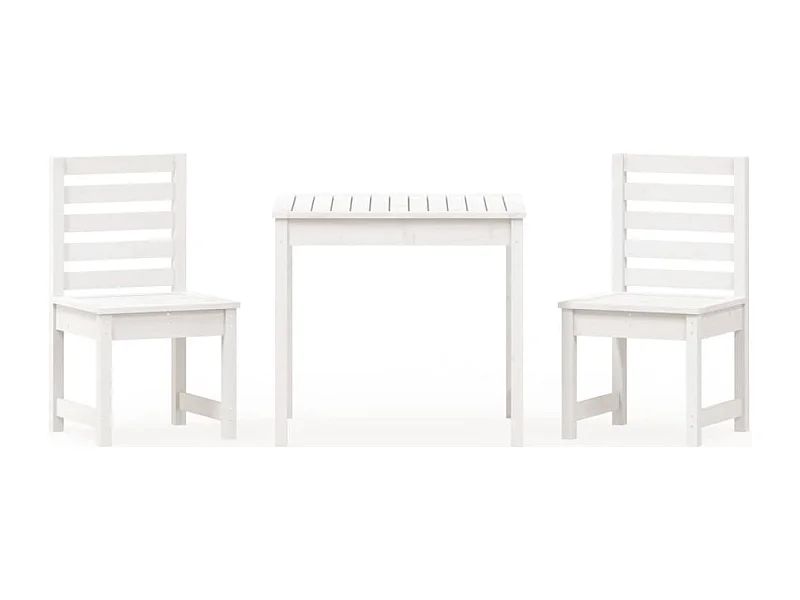 Conjunto bistrô de jardim móveis para exterior jardim terraço 3 peças madeira de pinho maciça branca 02_0013550