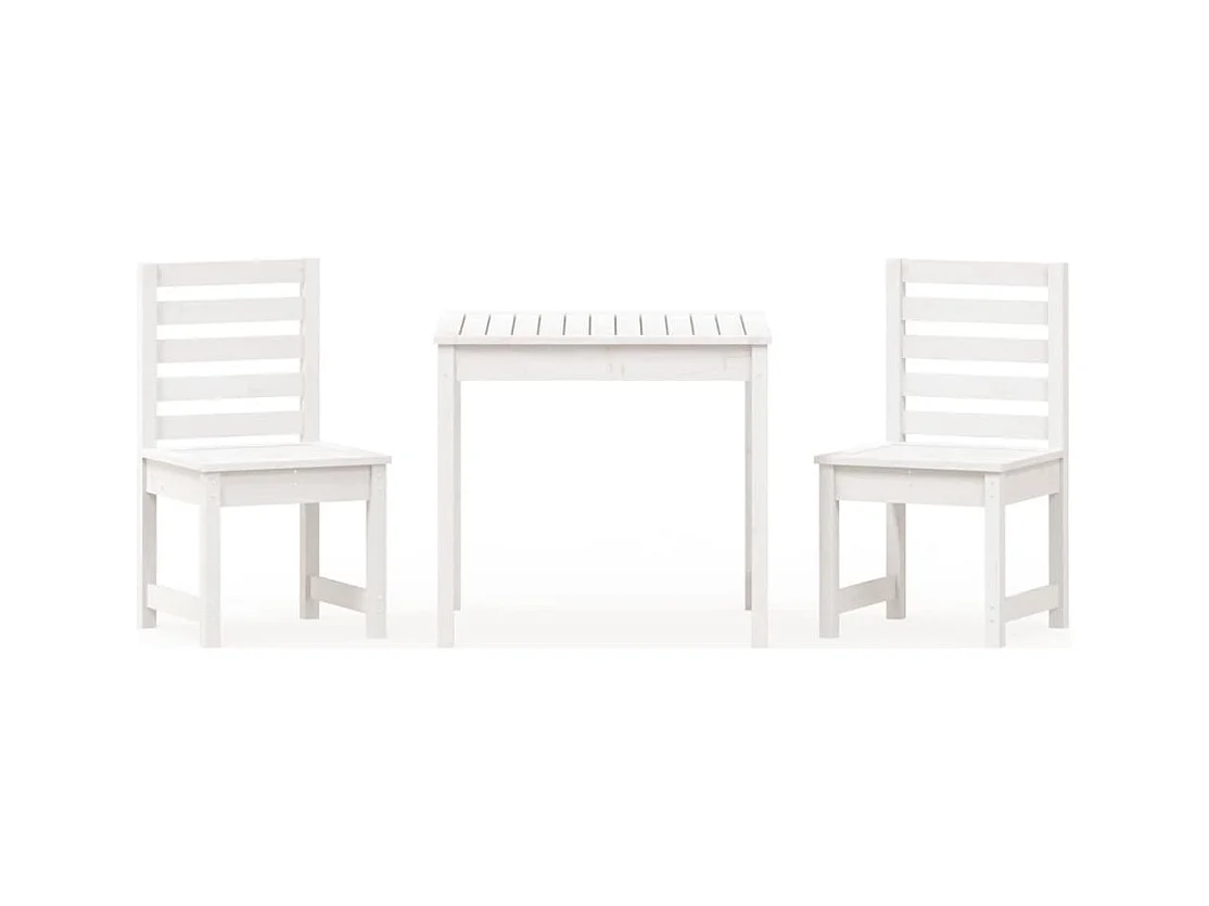 Conjunto bistrô de jardim móveis para exterior jardim terraço 3 peças madeira de pinho maciça branca 02_0013550