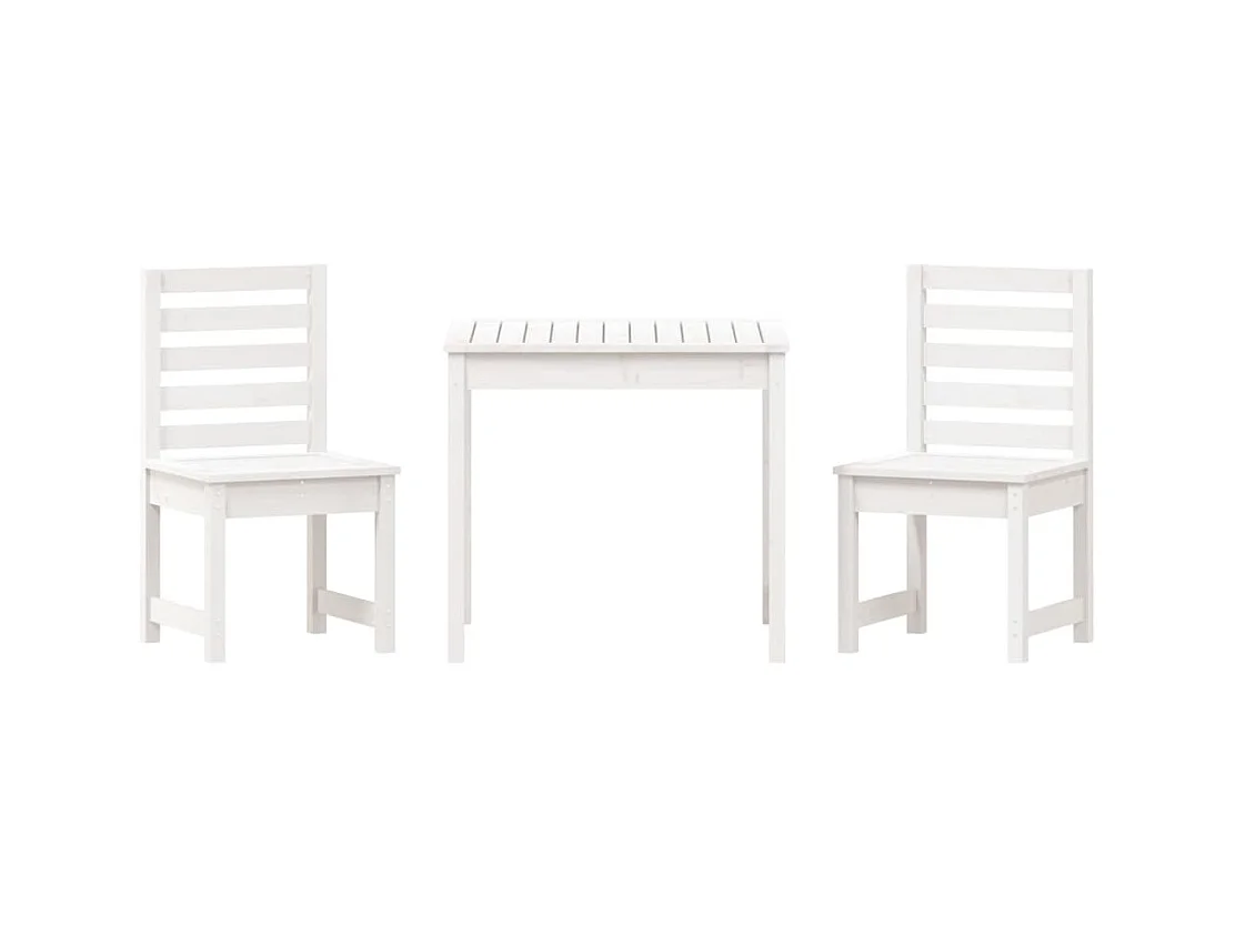 Conjunto bistrô de jardim móveis para exterior jardim terraço 3 peças madeira de pinho maciça branca 02_0013550