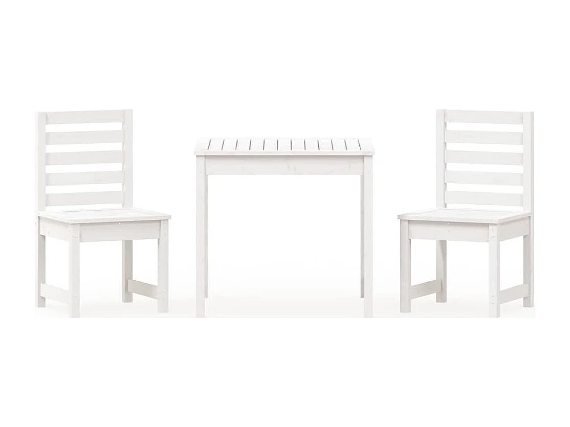 Set da giardino bistrot mobili da esterno terrazza da giardino 3 pezzi in legno di pino massiccio bianco 02_0013550