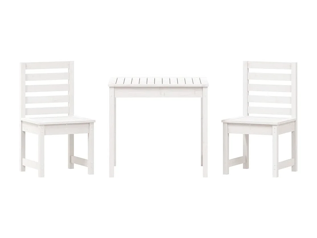 Set da giardino bistrot mobili da esterno terrazza da giardino 3 pezzi in legno di pino massiccio bianco 02_0013550