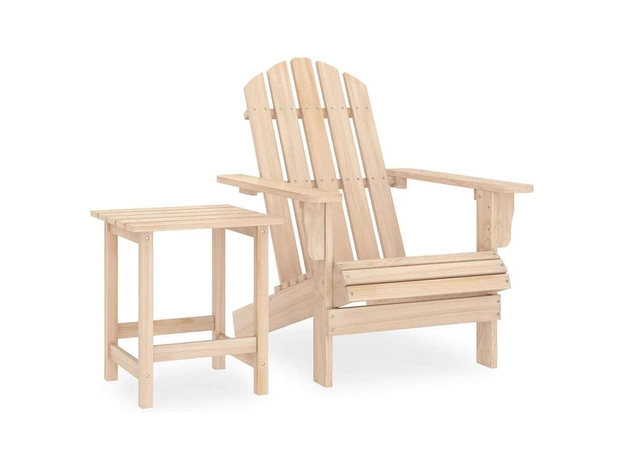 Sedia da giardino Adirondack con tavolo in legno massello di abete 02_0013331