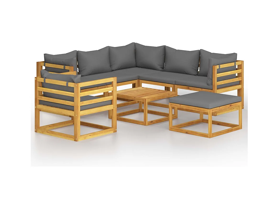 Muebles de jardín muebles de exterior juego de muebles de 8 piezas con cojín de madera maciza de acacia 02_0017456