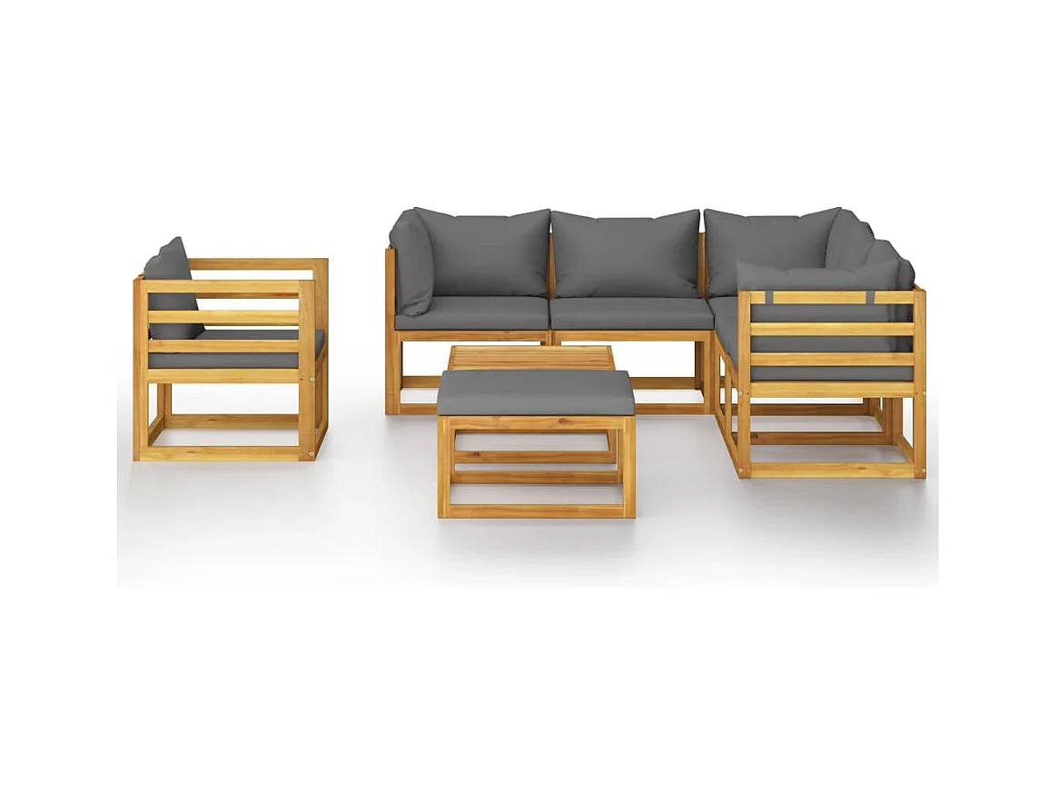 Muebles de jardín muebles de exterior juego de muebles de 8 piezas con cojín de madera maciza de acacia 02_0017456