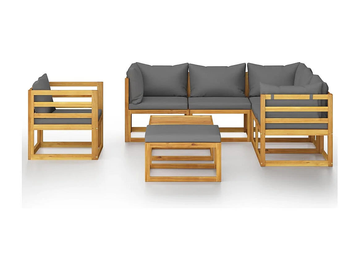 Muebles de jardín muebles de exterior juego de muebles de 8 piezas con cojín de madera maciza de acacia 02_0017456