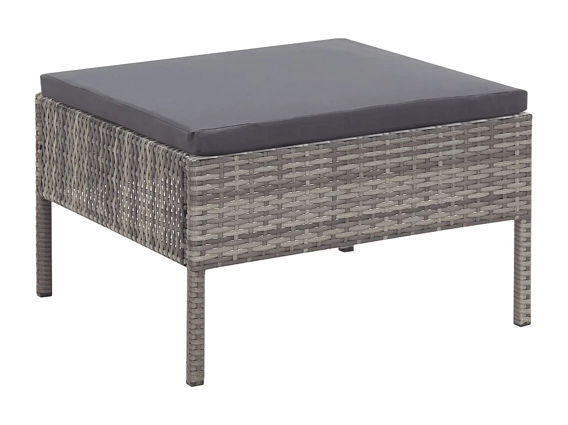 Móveis de jardim móveis de exterior Conjunto de móveis de 3 peças com almofadas de resina tecida cinza 02_0015994