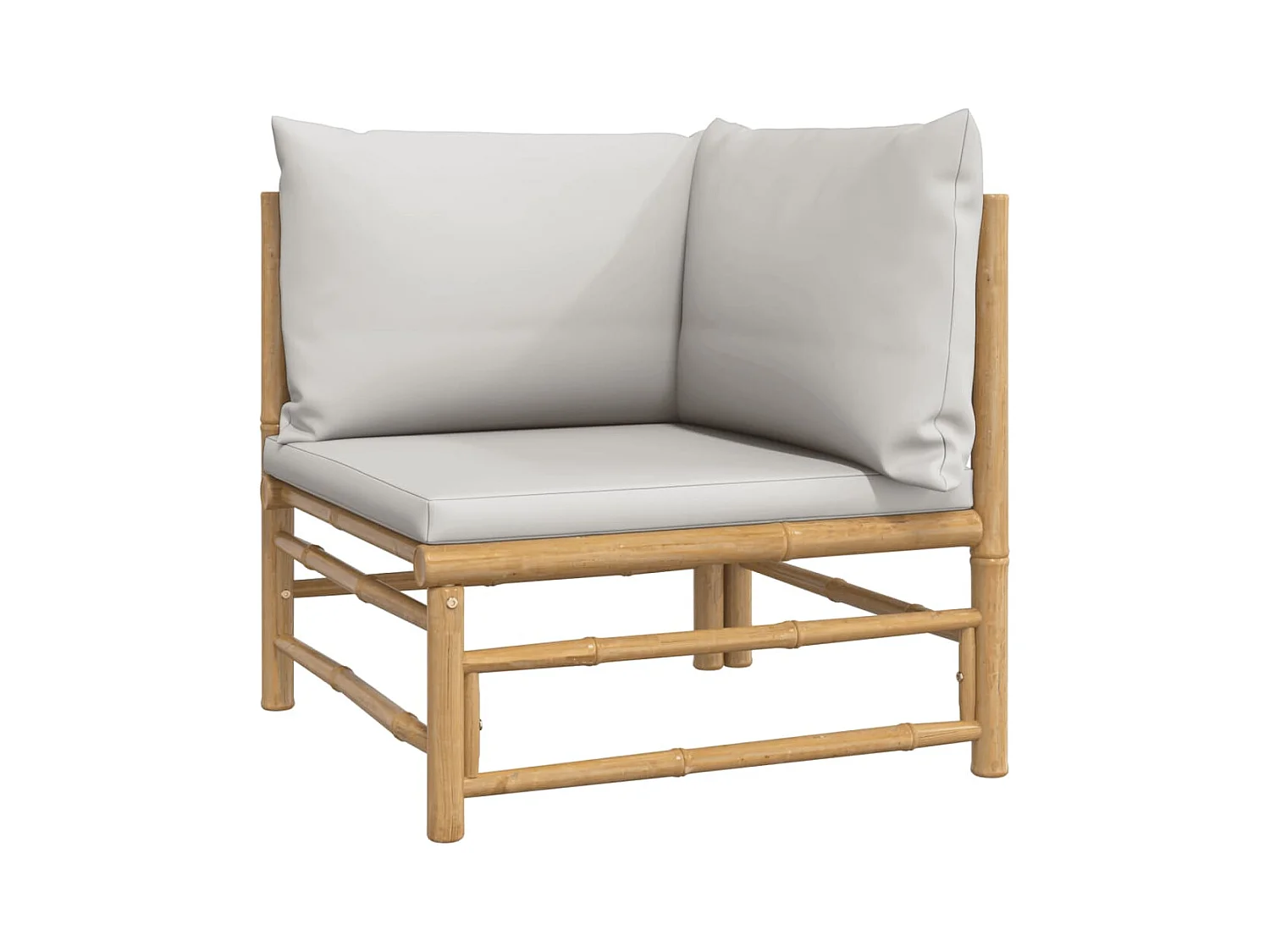 Móveis de jardim móveis de exterior Conjunto de móveis de 6 peças com almofadas de bambu cinza claro 02_0016775