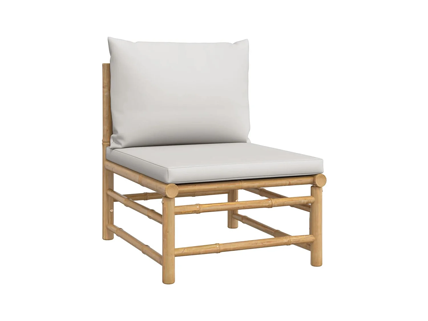 Móveis de jardim móveis de exterior Conjunto de móveis de 6 peças com almofadas de bambu cinza claro 02_0016775