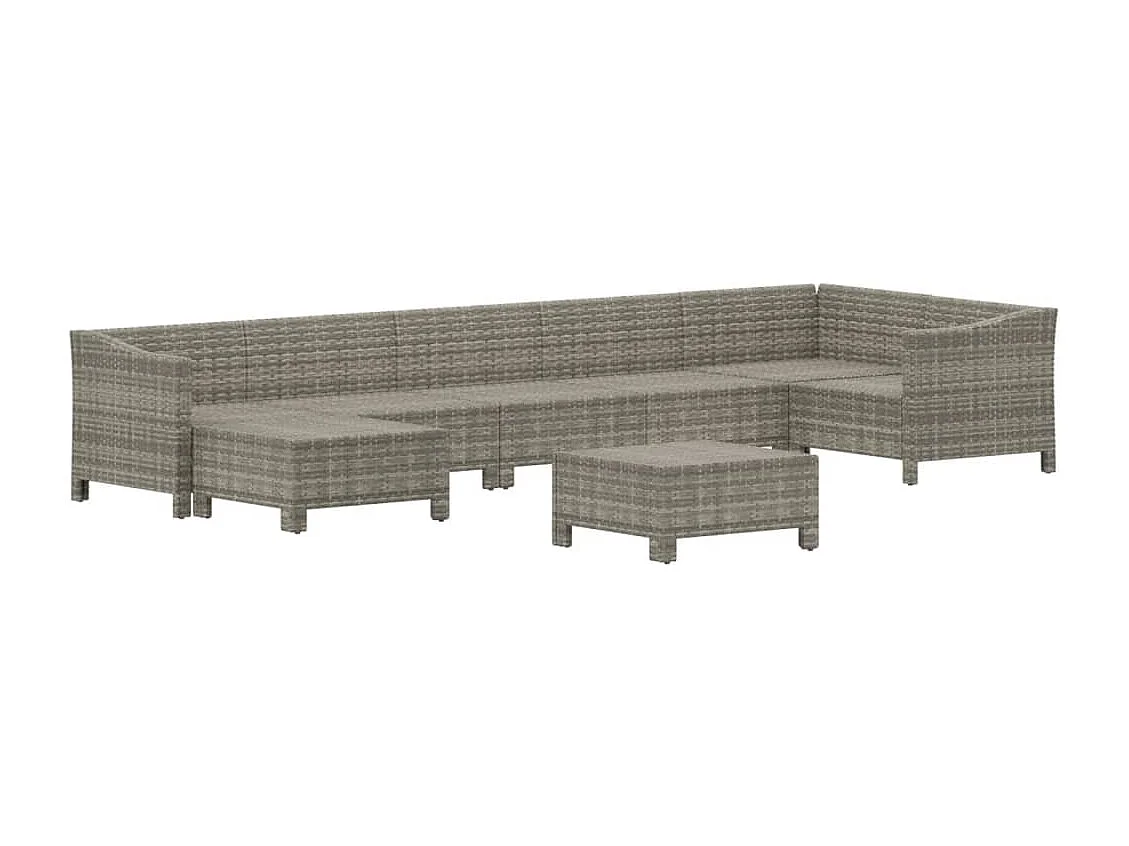 Mobili da giardino mobili da esterno Set di mobili da 8 pezzi con cuscini grigi in resina intrecciata 02_0017620
