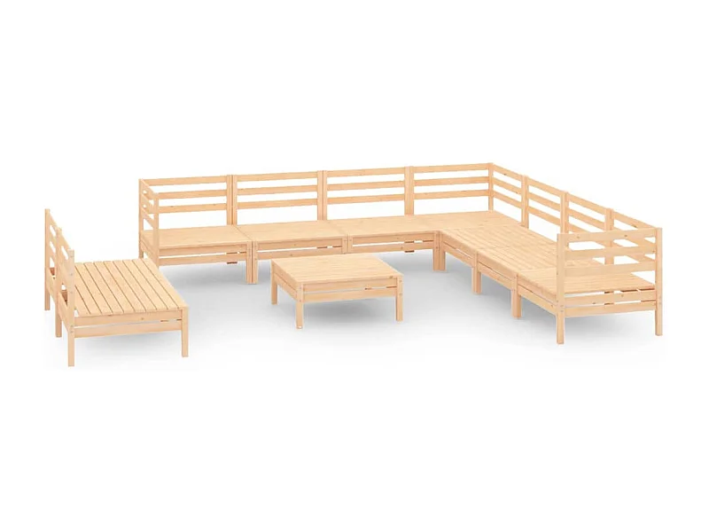 Muebles de jardín muebles de exterior juego de muebles 10 piezas madera maciza de pino 02_0015214