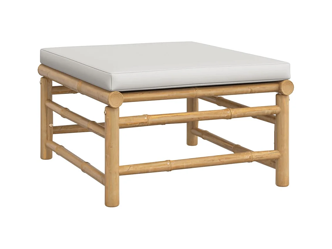 Muebles de jardín muebles de exterior juego de muebles de 4 piezas con cojines de bambú gris claro 02_0016133