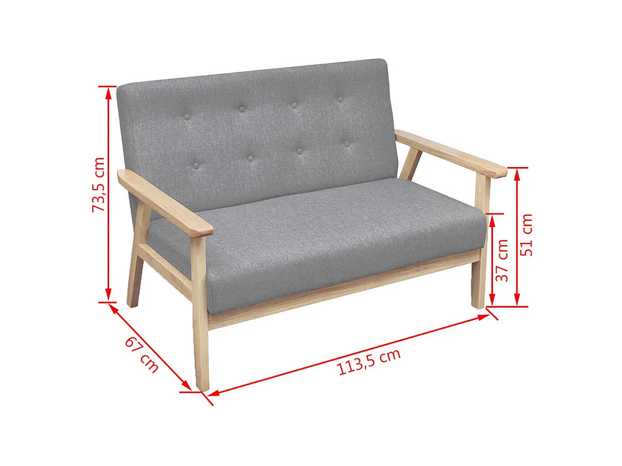 Canapé 2 places de tissu grise 113.5 x 67 x 73.5 cm 02_0020635