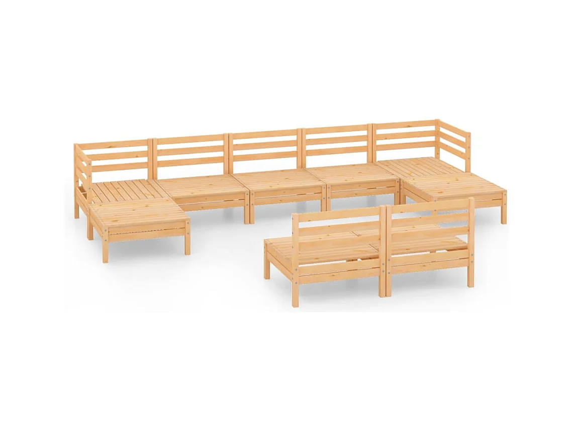 Móveis de jardim móveis de exterior conjunto de móveis 9 peças em madeira maciça de pinho 02_0018194
