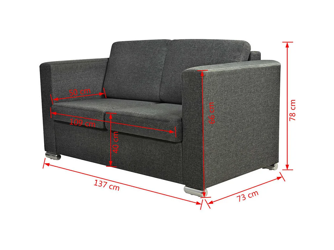 Divano 2 posti per soggiorno interno casa tessuto grigio scuro 02_0020062