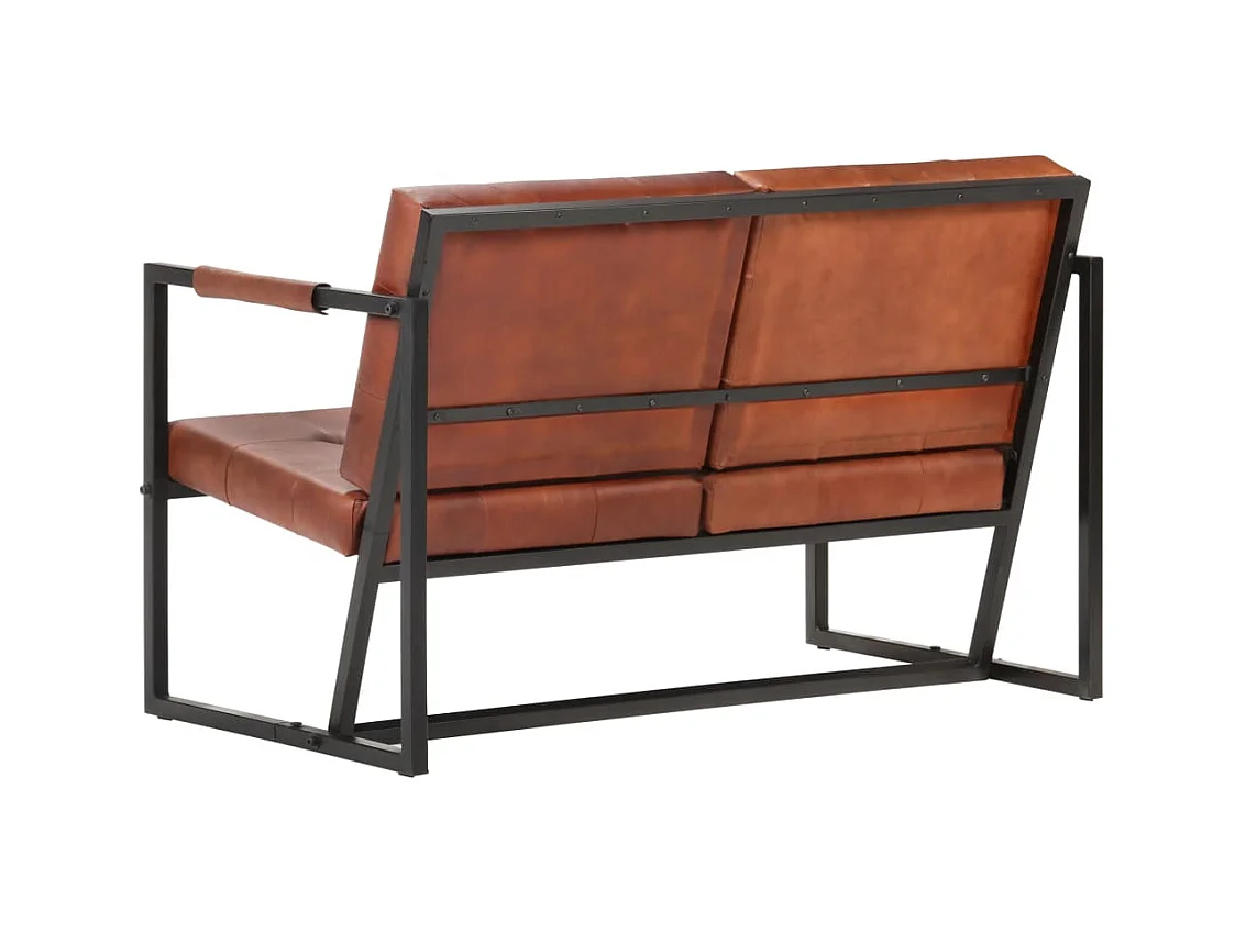 Canapé 2 places de cuir marron 115 x 61 x 75 cm 02_0020608