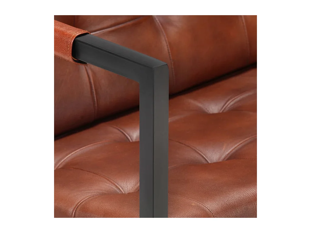 Canapé 2 places de cuir marron 115 x 61 x 75 cm 02_0020608