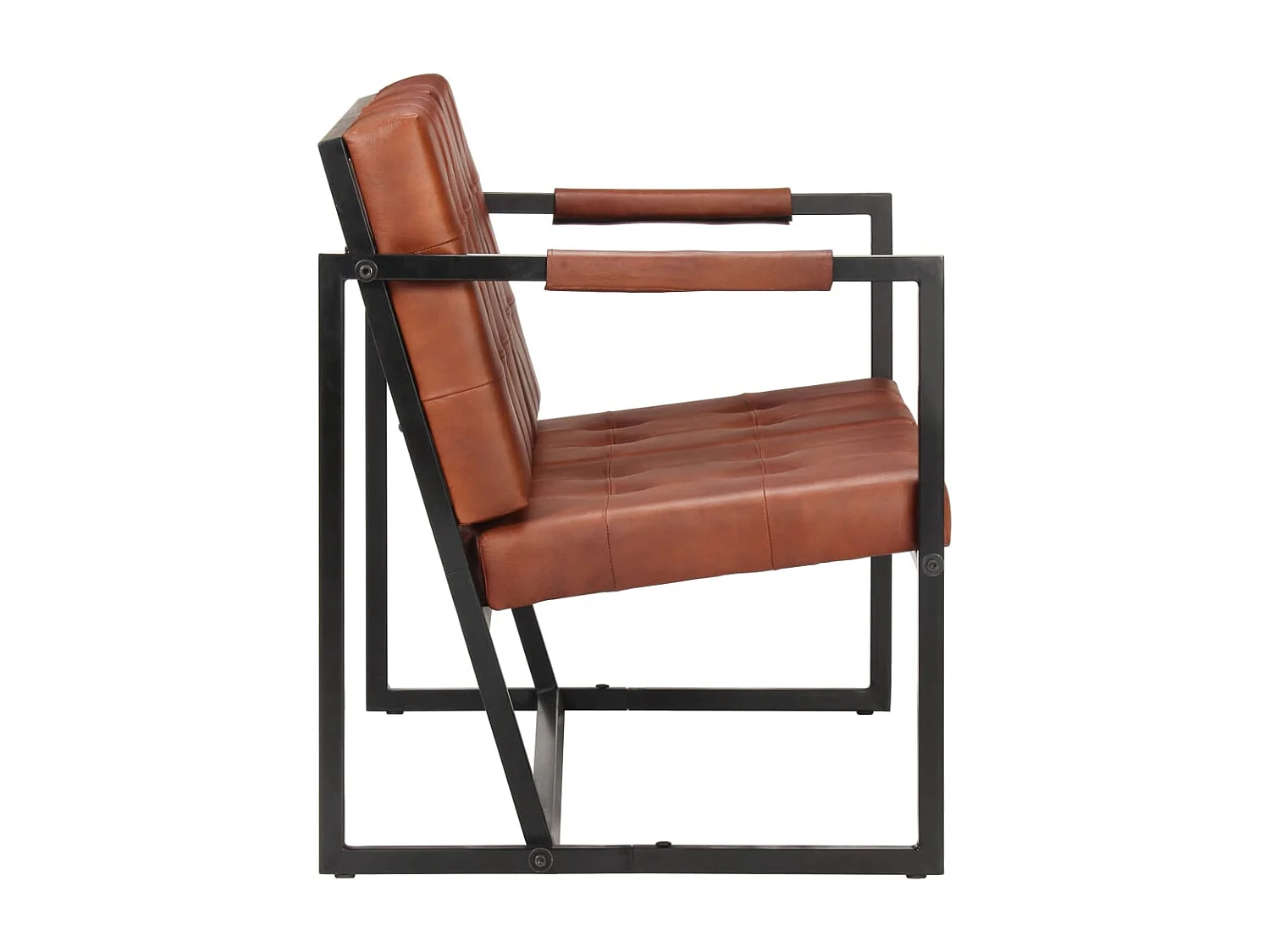 Sofá de 2 lugares para sala de estar interior de casa couro de cabra genuíno marrom 02_0020608