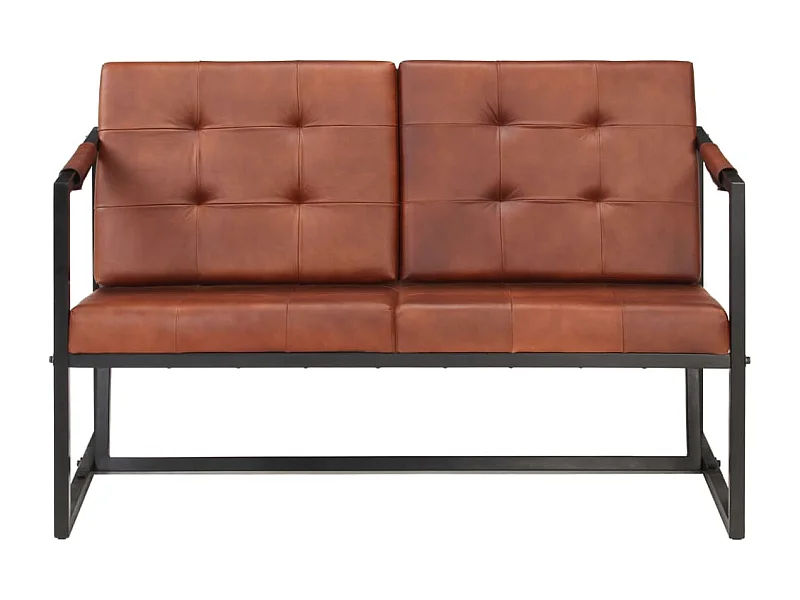 Canapé 2 places de cuir marron 115 x 61 x 75 cm 02_0020608