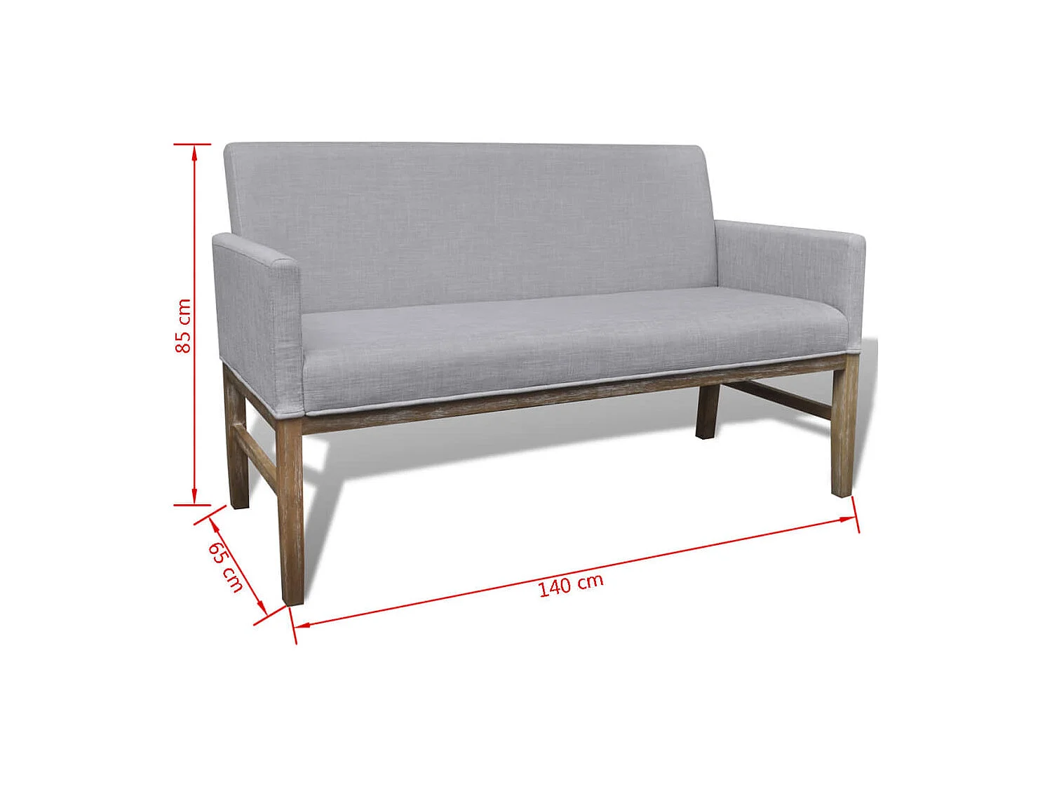 Divano con cuscino imbottito 140 x 65 x 85 cm tessuto rubberwood grigio chiaro 02_0020274