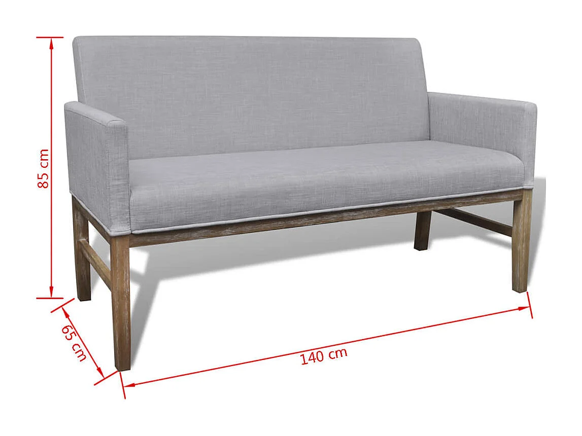 Divano con cuscino imbottito 140 x 65 x 85 cm tessuto rubberwood grigio chiaro 02_0020274