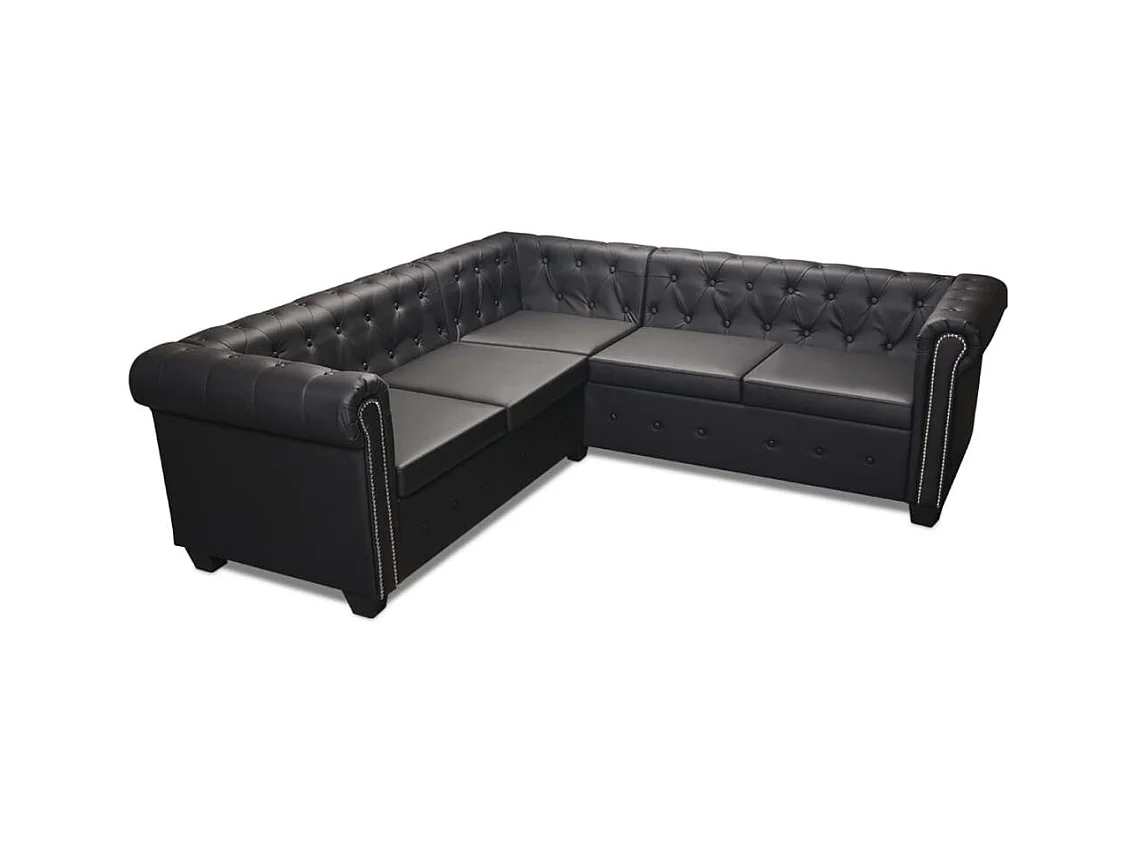 Canapé d'angle chesterfield 5 cuir noire 205 x 205 x 73 cm 02_0019699
