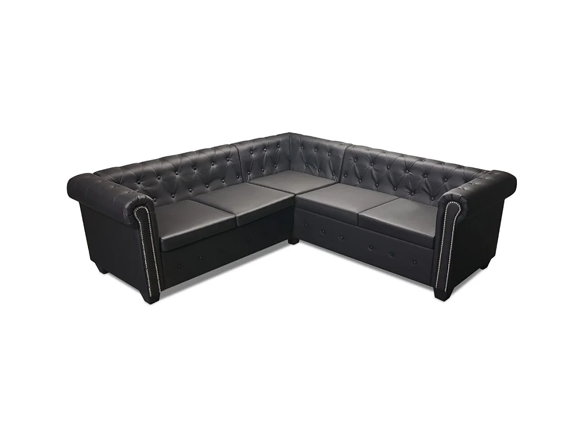 Canapé d'angle chesterfield 5 cuir noire 205 x 205 x 73 cm 02_0019699