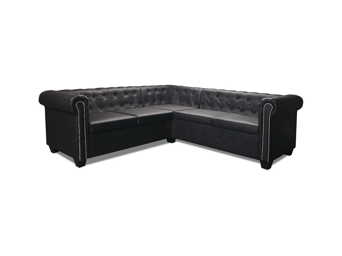 Canapé d'angle chesterfield 5 cuir noire 205 x 205 x 73 cm 02_0019699