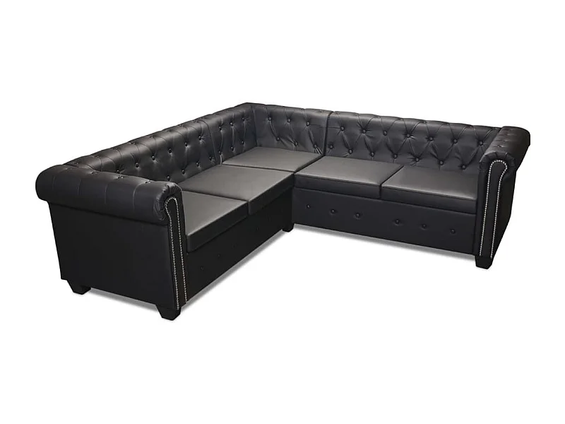 Canapé d'angle chesterfield 5 cuir noire 205 x 205 x 73 cm 02_0019699