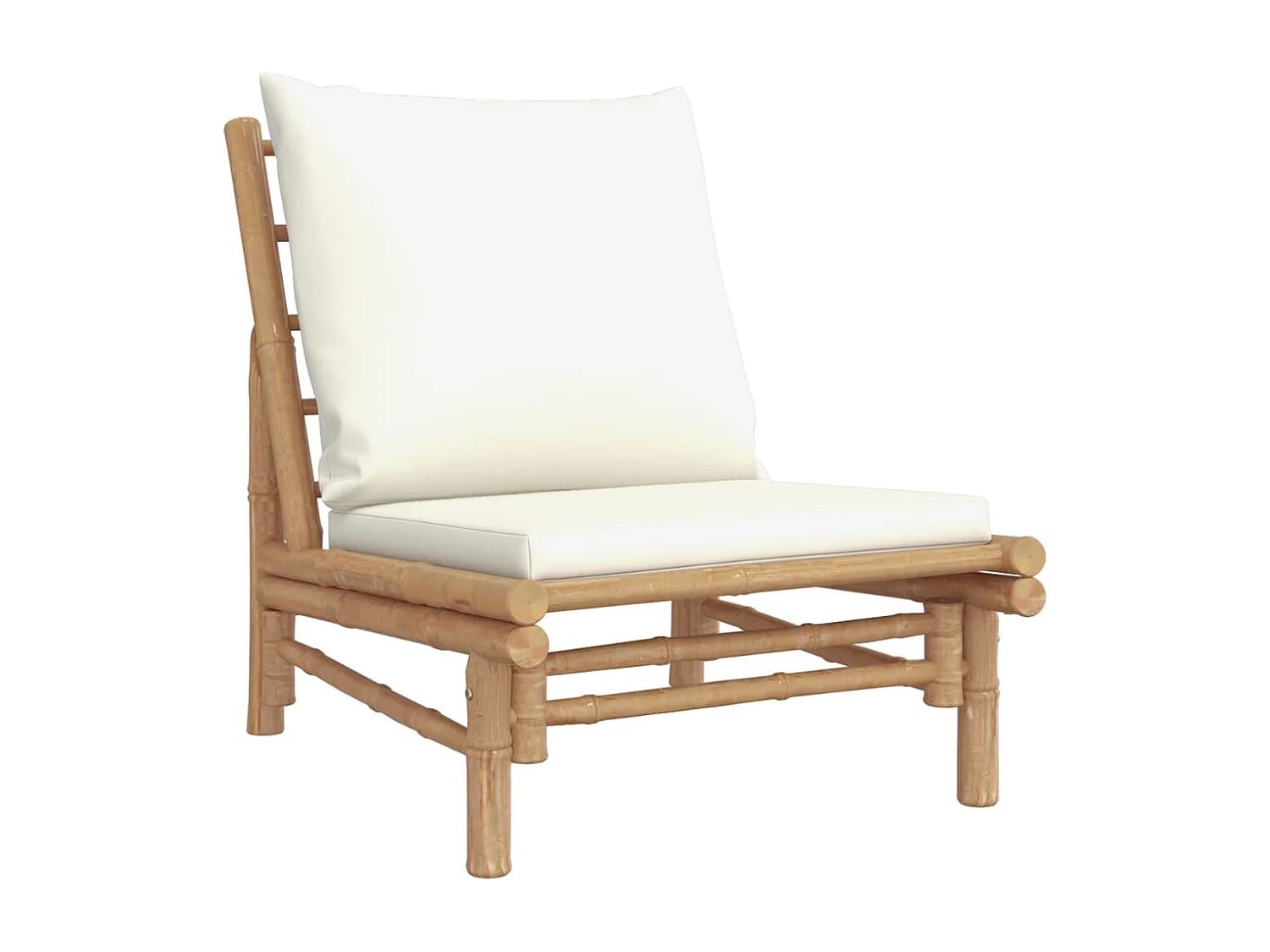 Móveis de jardim móveis de exterior Conjunto de móveis de 5 peças com almofadas de bambu branco creme 02_0016304