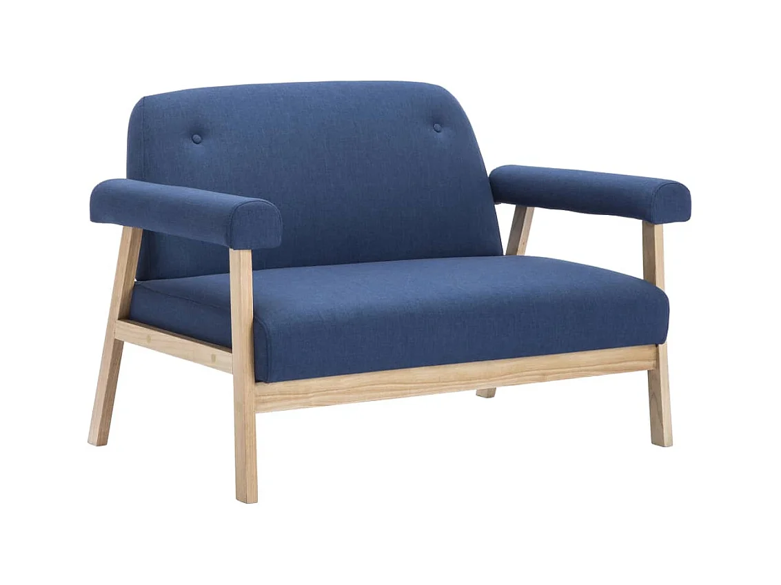 Divano 2 posti per soggiorno soggiorno interno casa tessuto blu 02_0020618