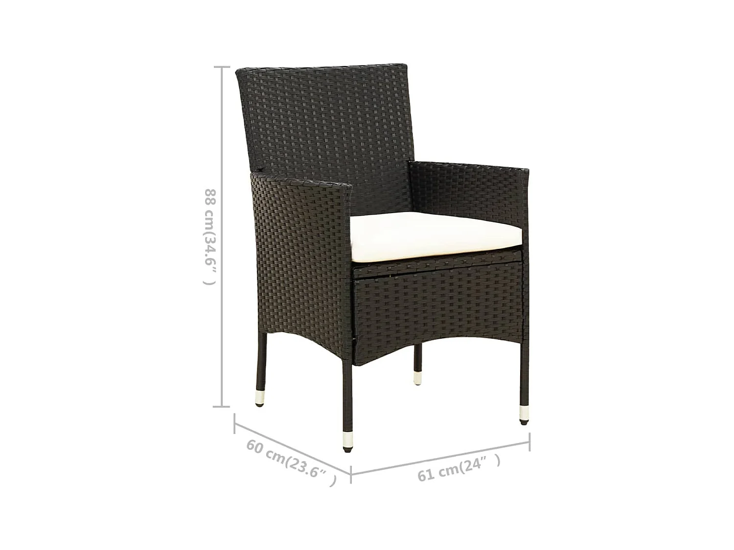 Salotto da esterno in 5 pezzi con cuscini in resina intrecciata nera 02_0014955