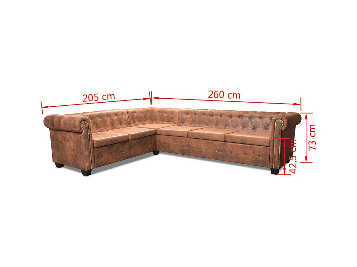 Canapé d'angle chesterfield 6 cuir marron 260 x 205 x 73 cm 02_0020241
