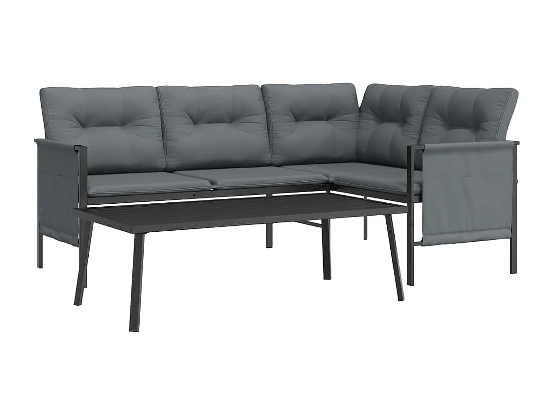 Móveis de jardim móveis de exterior conjunto de móveis 2 peças aço antracite 02_0015879