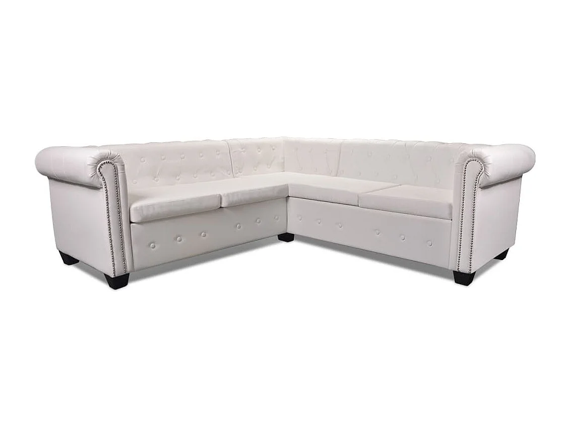 Divano angolare Chesterfield 5 posti in similpelle bianca 02_0020233