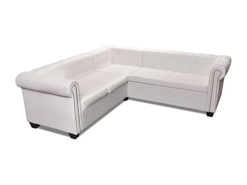 Divano angolare Chesterfield 5 posti in similpelle bianca 02_0020233