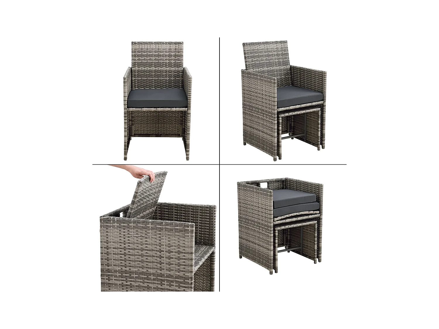 Salon de jardin acier grise 169 x 110.5 x 73 cm 03_0008236