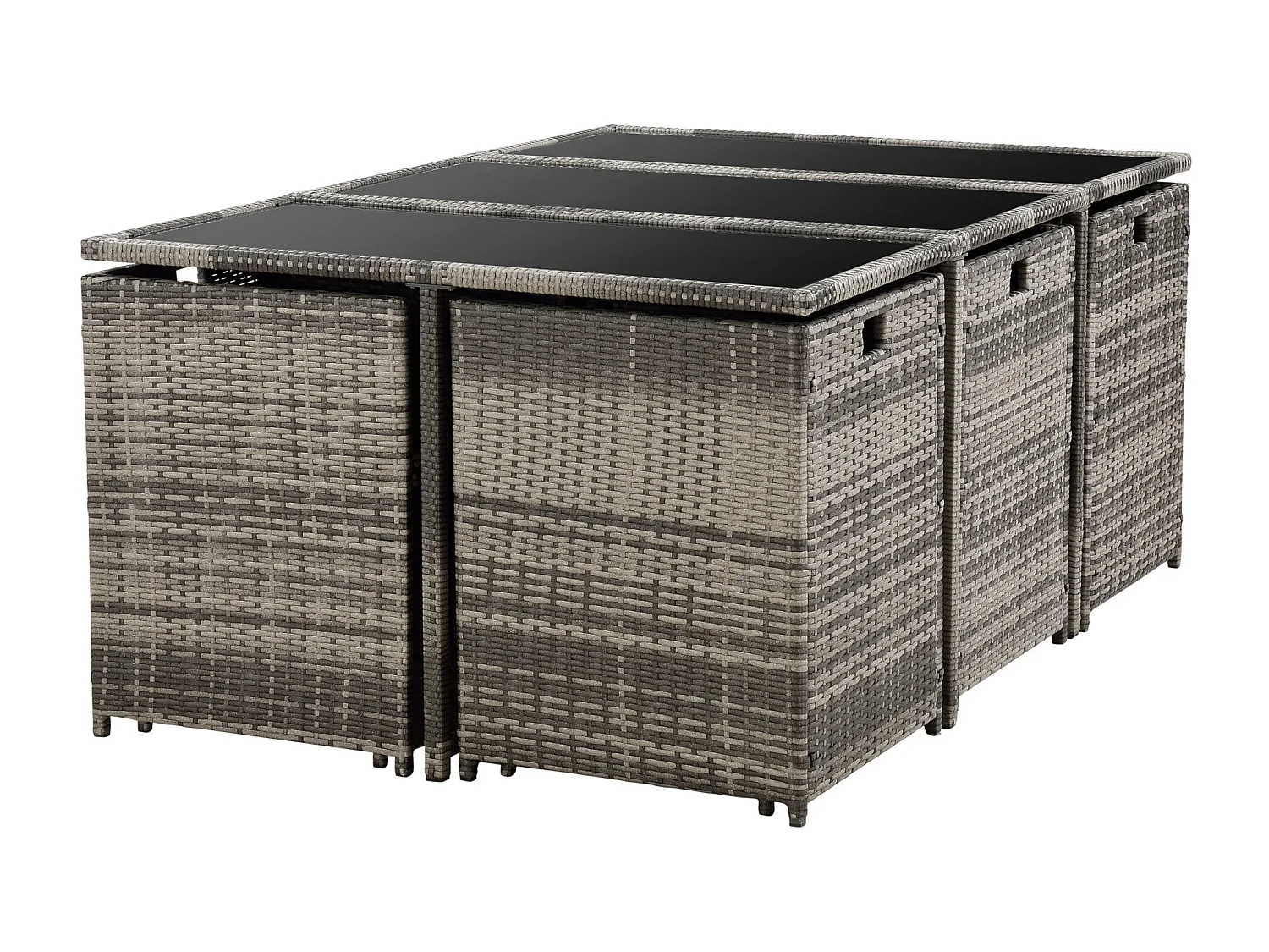 Móveis de jardim polirattan aço urze cinza escuro almofadas 03_0008236