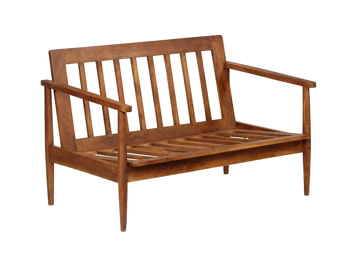 Divano a 2 posti per soggiorno arredamento per la casa in vera pelle con legno di acacia marrone 02_0019446