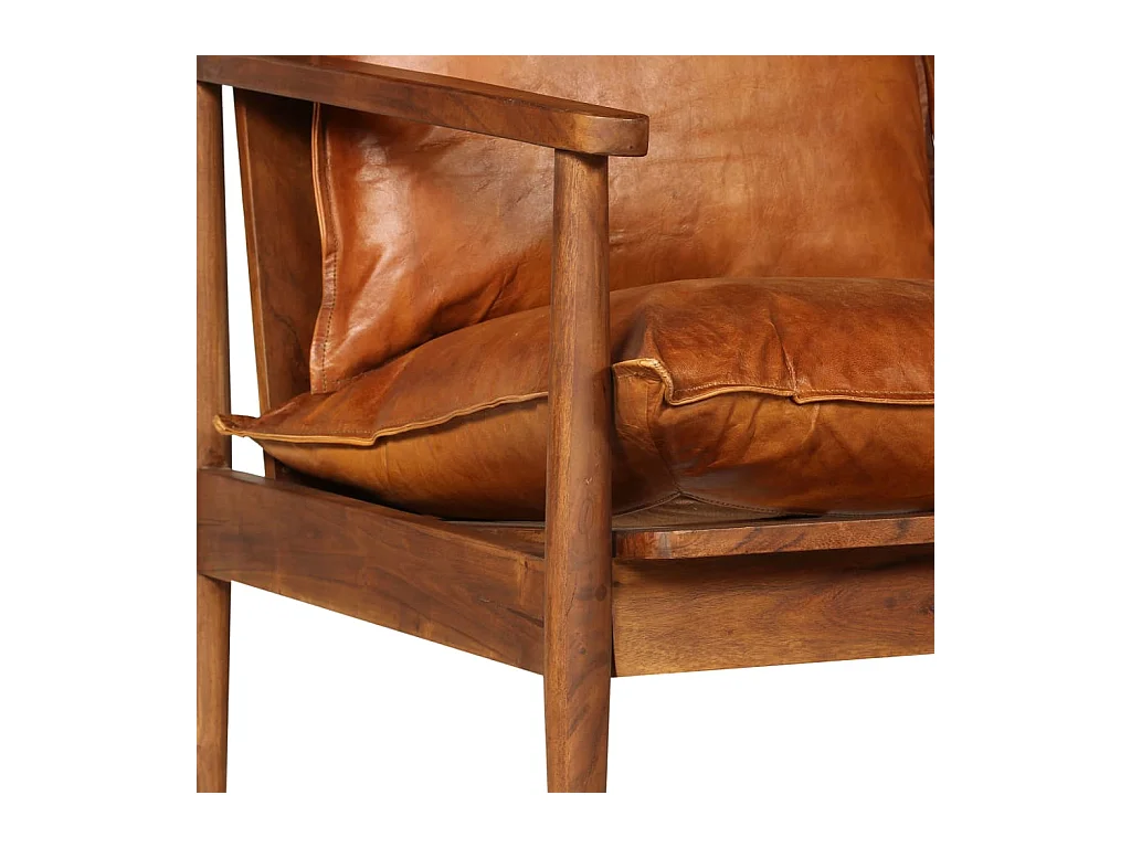 Divano a 2 posti per soggiorno arredamento per la casa in vera pelle con legno di acacia marrone 02_0019446