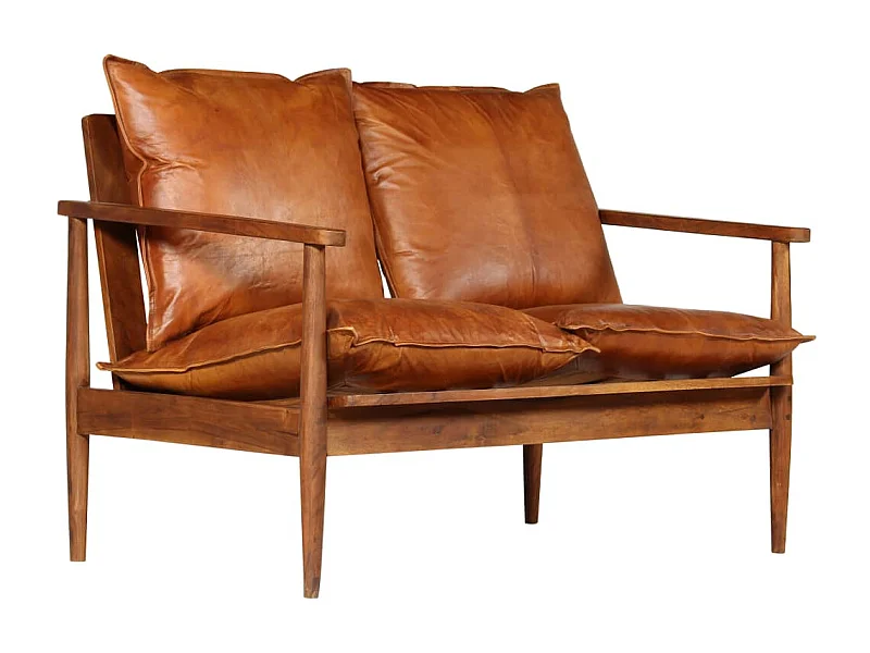 Canapé 2 places de cuir marron 116 x 69 x 74 cm 02_0019446