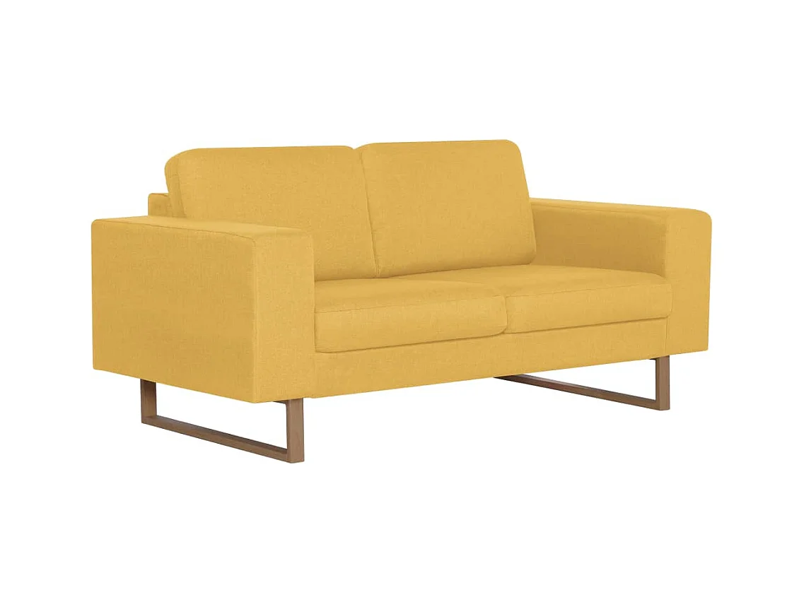 Sofá de 2 lugares para sala de estar interior de casa tecido amarelo 02_0020779
