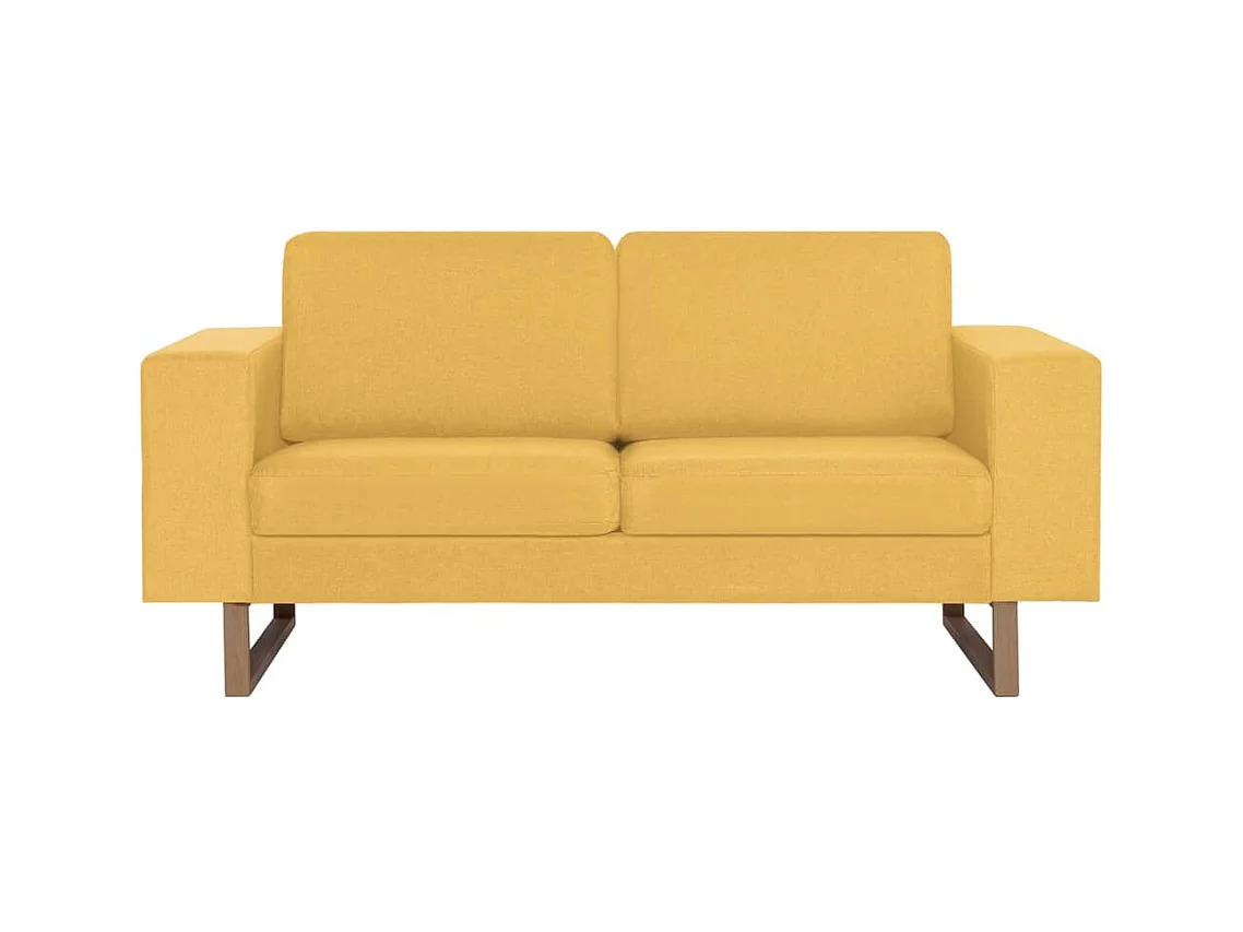 Sofá de 2 lugares para sala de estar interior de casa tecido amarelo 02_0020779