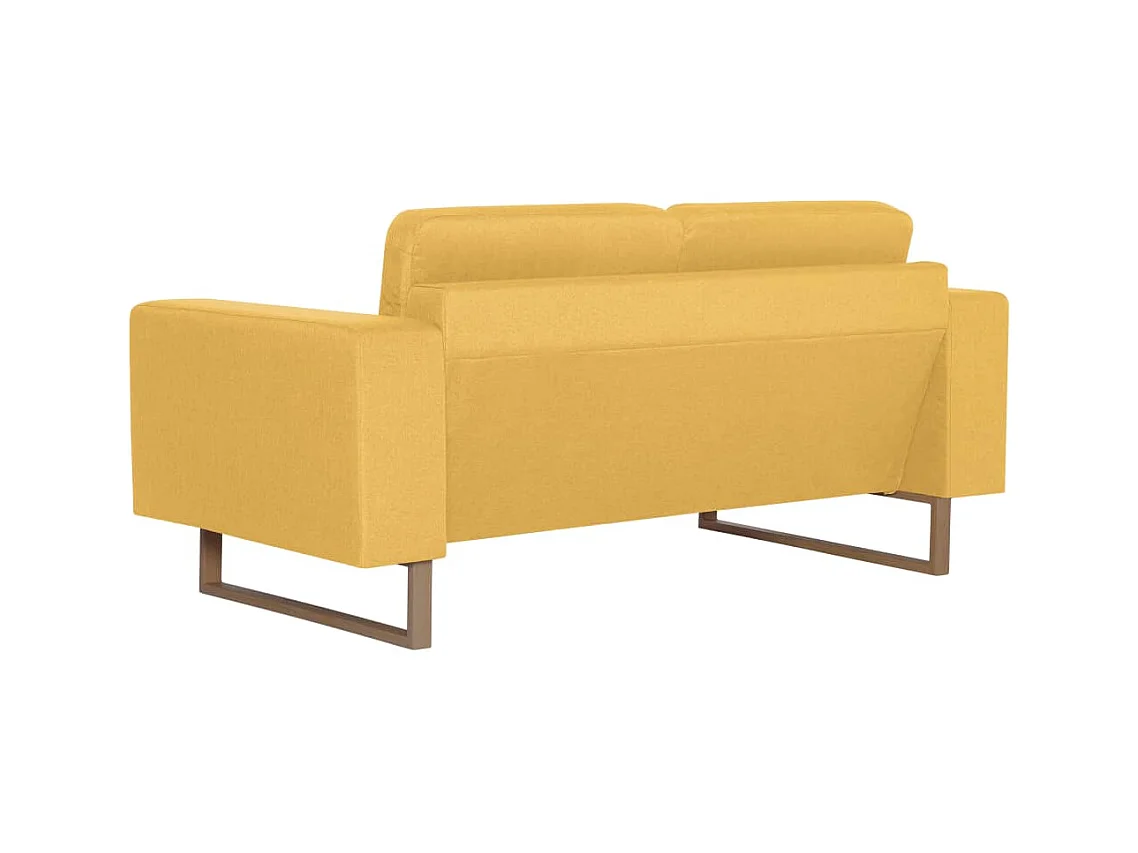 Sofá de 2 lugares para sala de estar interior de casa tecido amarelo 02_0020779