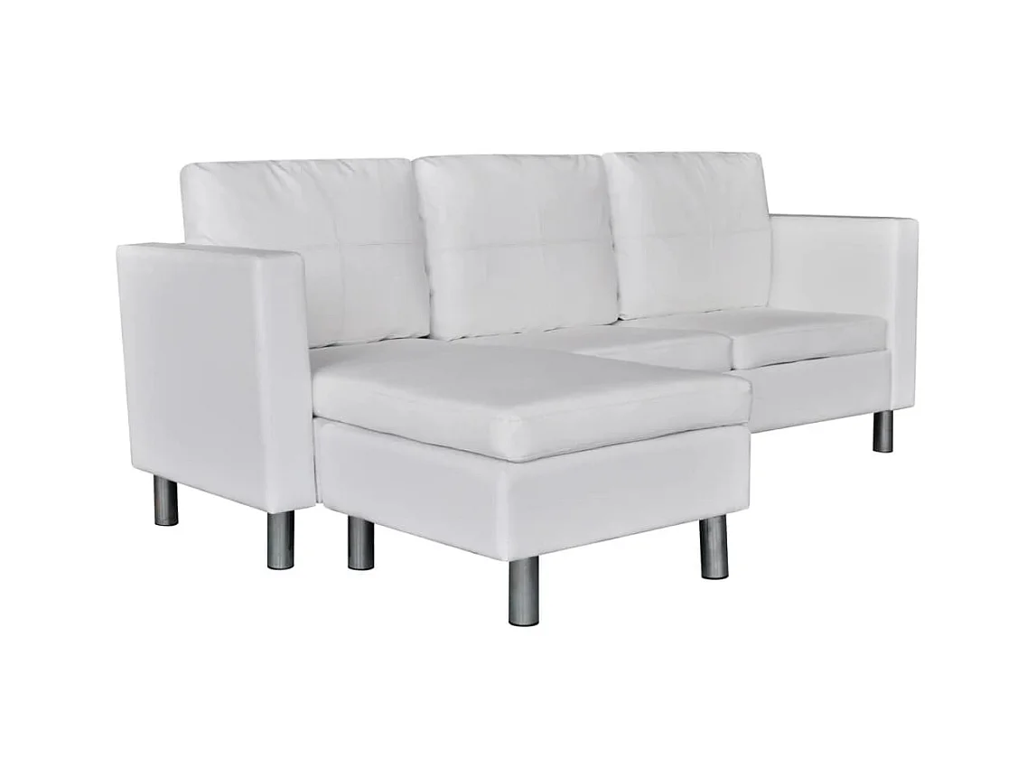 Canapé sectionnel à 3 cuir blanche 188 x 122 x 77 cm 02_0020634