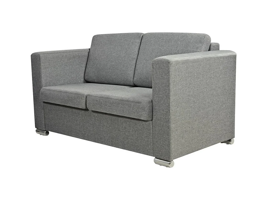 Divano a 2 posti per soggiorno arredamento per la casa tessuto grigio chiaro 02_0019064