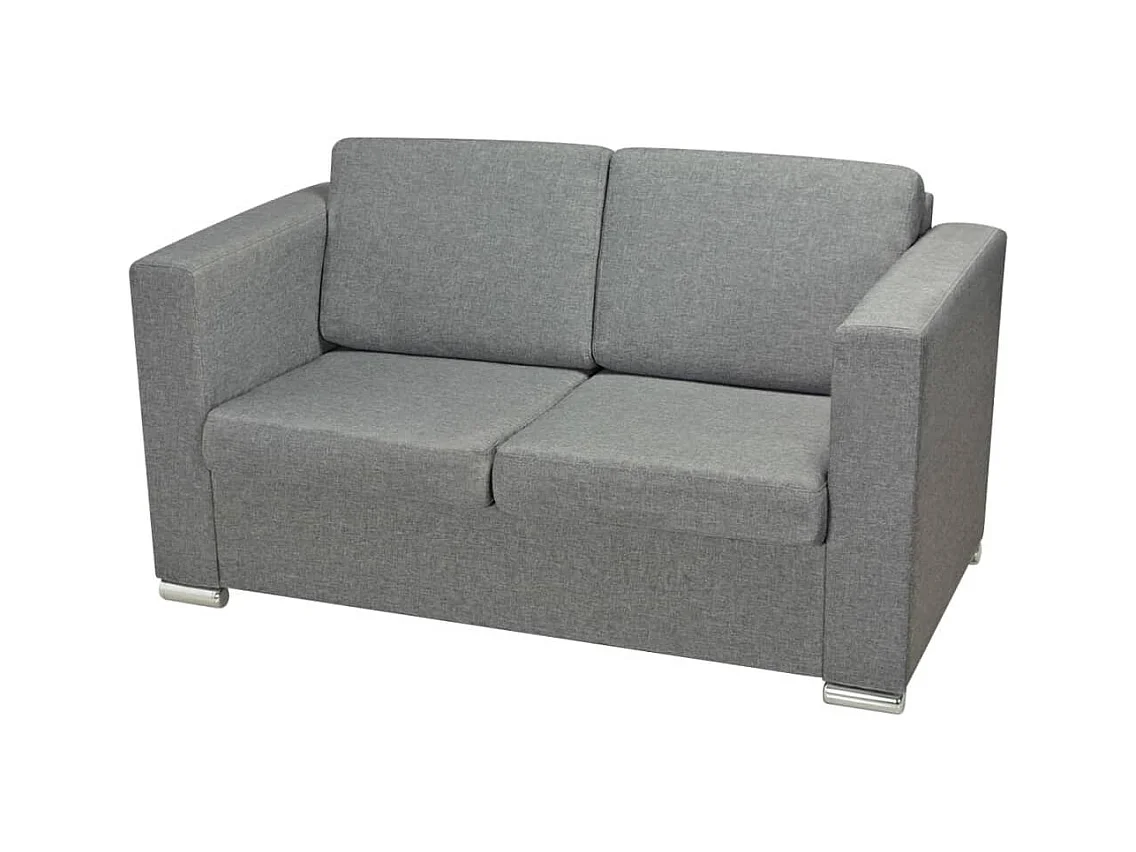 Divano a 2 posti per soggiorno arredamento per la casa tessuto grigio chiaro 02_0019064