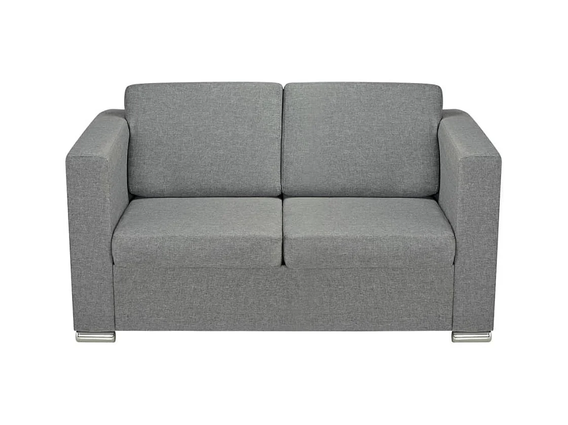 Divano a 2 posti per soggiorno arredamento per la casa tessuto grigio chiaro 02_0019064