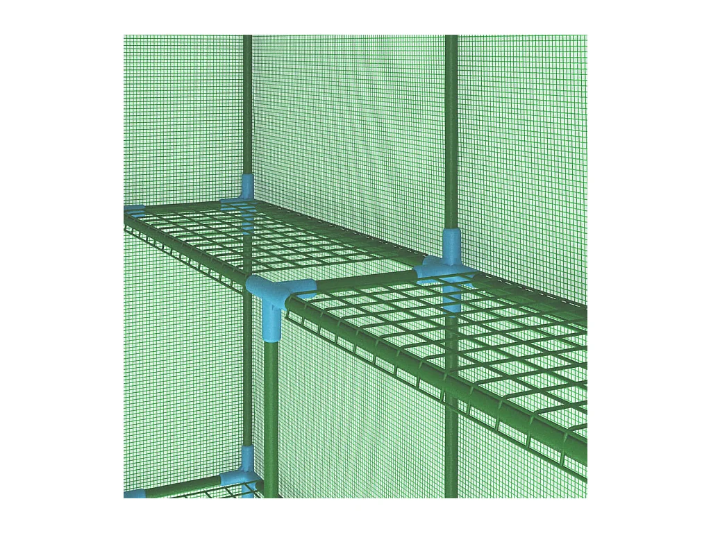 Tenda de estufa abrigo para plantas flores vegetais com prateleiras de aço 143 x 143 x 195 cm verde 02_0044648